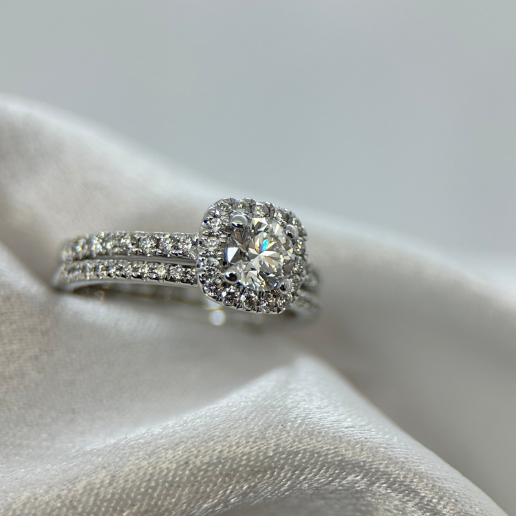 18K Diamantring & Alliansring från Hallbergs Guld - Ringstorlek 53