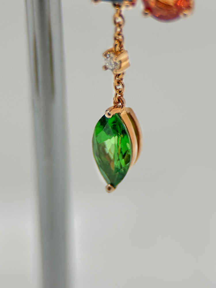 14K Roséguldörhängen med Flerfärgade Safirer & Diamanter