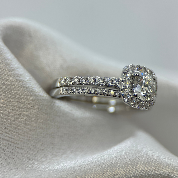 18K Diamantring & Alliansring från Hallbergs Guld - Ringstorlek 53