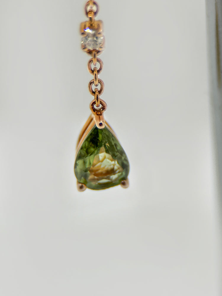 14K Roséguldörhängen med Flerfärgade Safirer & Diamanter