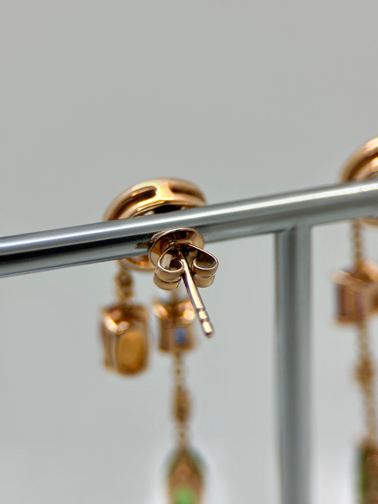 14K Roséguldörhängen med Flerfärgade Safirer & Diamanter