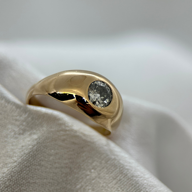 18K Diamant Signetring – 0,90 ct (1968) ringstorlek 58½