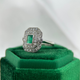 18K Smaragd & Diamantring i Vitguld – Art Deco