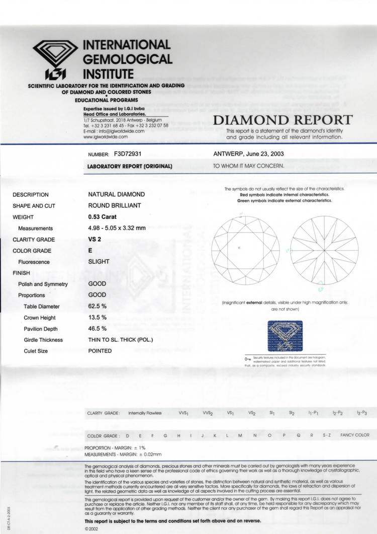 IGI 0.53 ct E VS2