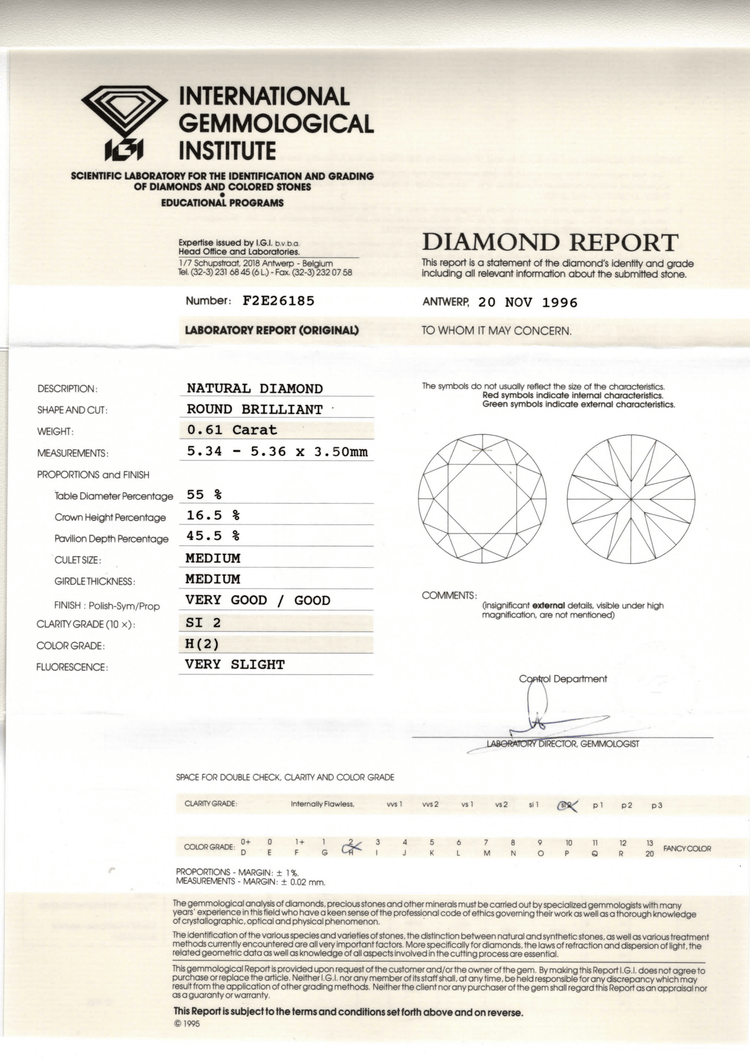 IGI 0.61 ct H SI2