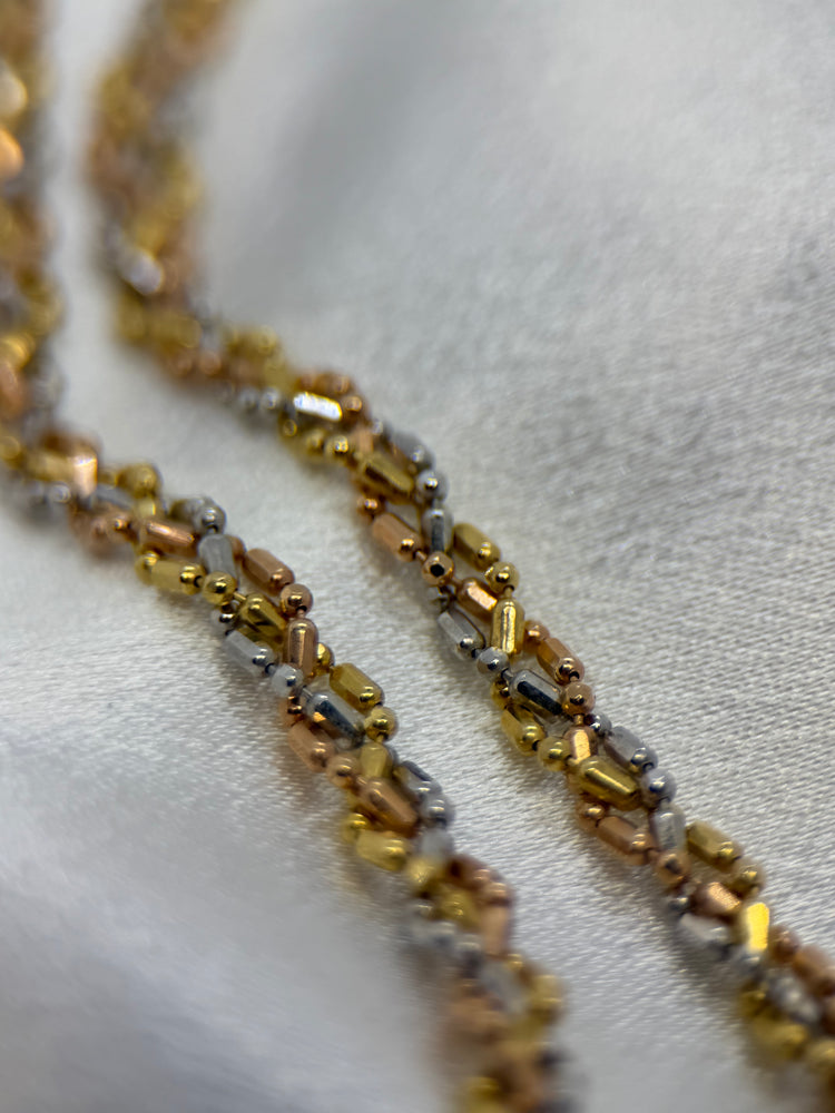 18K Trefärgat Guldhalsband – 14.2g, 43 cm