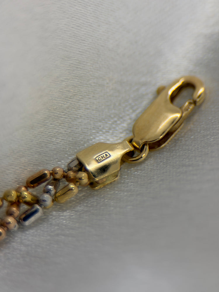 18K Trefärgat Guldhalsband – 14.2g, 43 cm
