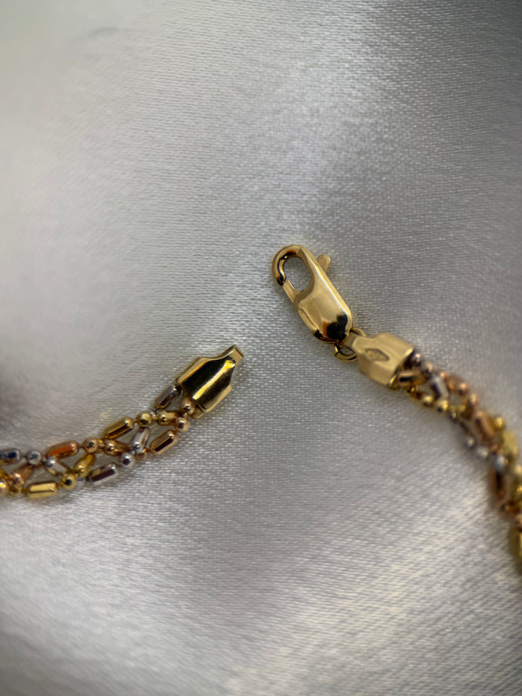 18K Trefärgat Guldhalsband – 14.2g, 43 cm