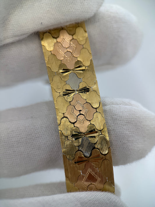 18K Honeycomb Design Guldarmband – 45.6g, 19.3 cm