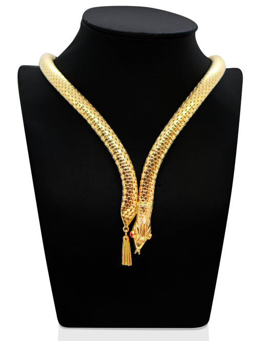 Halsband i Orm-design med Röda Stenar