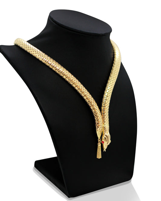 Halsband i Orm-design med Röda Stenar