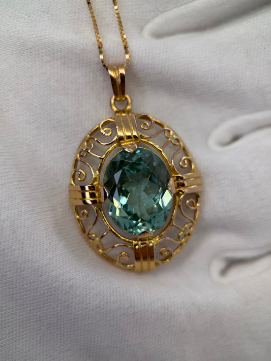 18K Brosch med syntetisk spinell – 7.3g