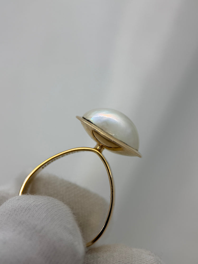 18K Cultured Mabé Pearl Ring – Size 56