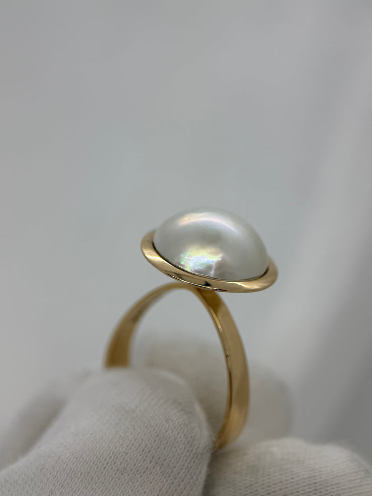18K Cultured Mabé Pearl Ring – Size 56