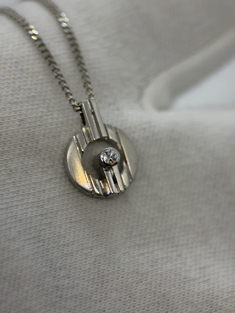 18K Diamanthänge i vitguld – 0.02 ct, Openwork cirkulär