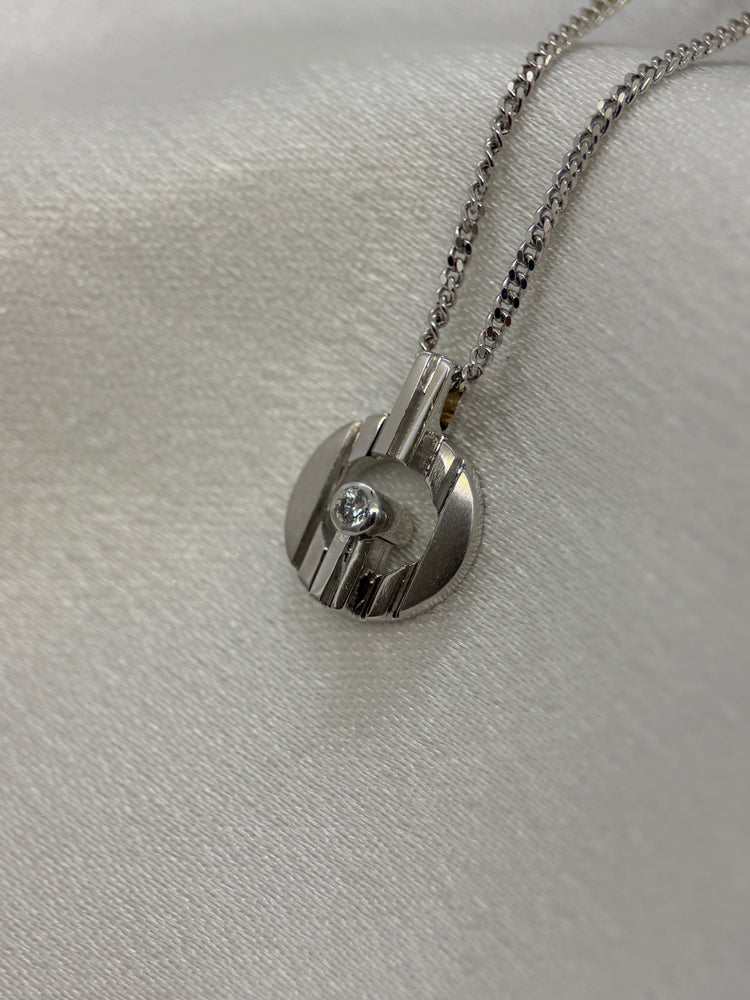 18K Diamanthänge i vitguld – 0.02 ct, Openwork cirkulär