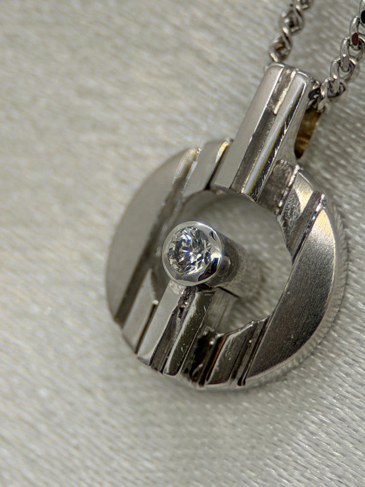 18K Diamanthänge i vitguld – 0.02 ct, Openwork cirkulär