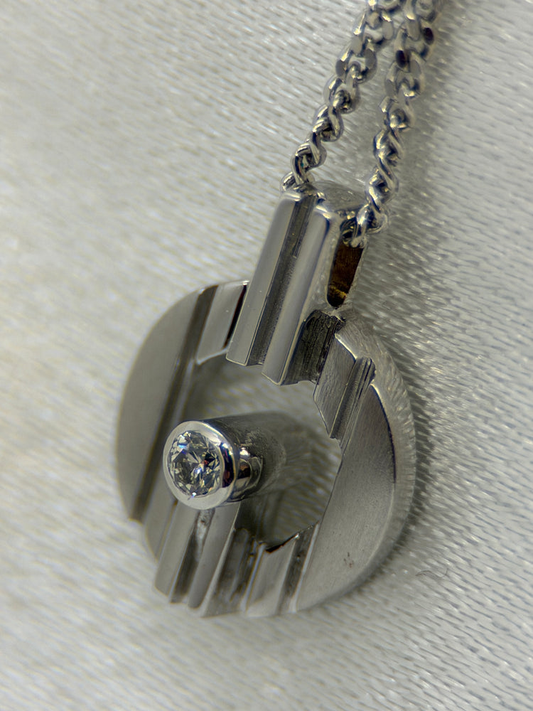 18K Diamanthänge i vitguld – 0.02 ct, Openwork cirkulär