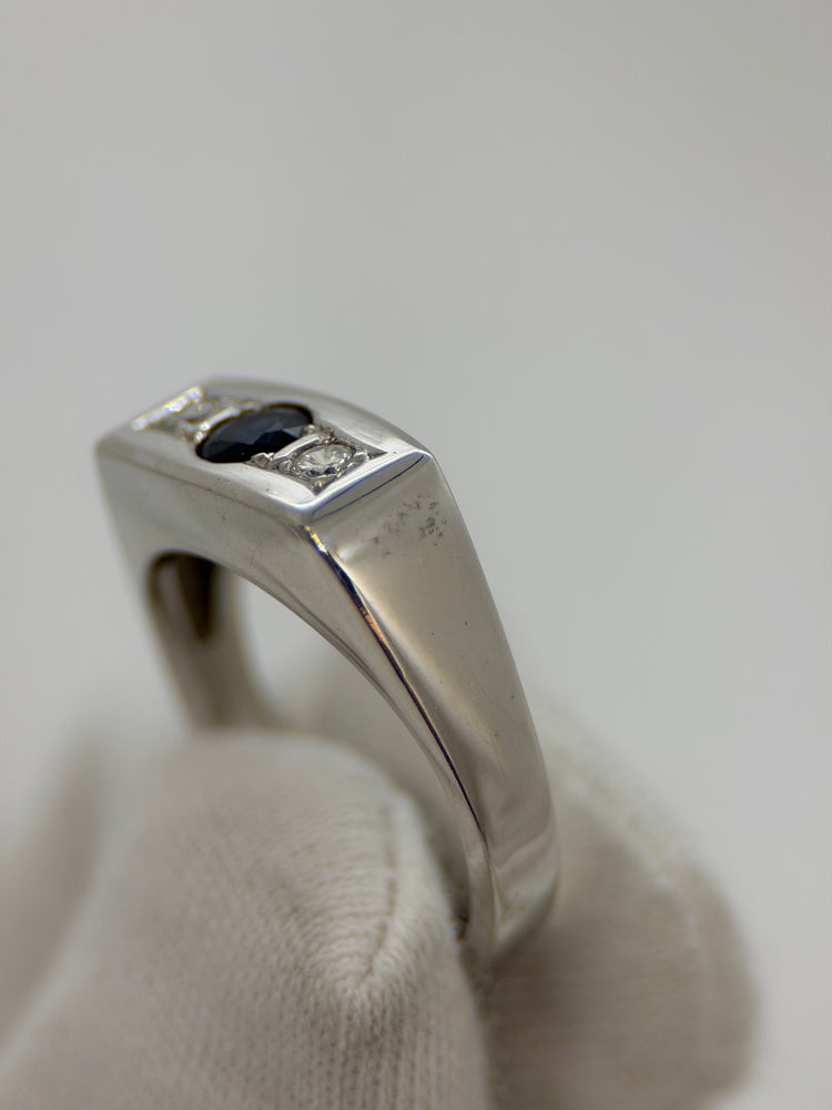 18K Safir och diamantring – Storlek 55.5