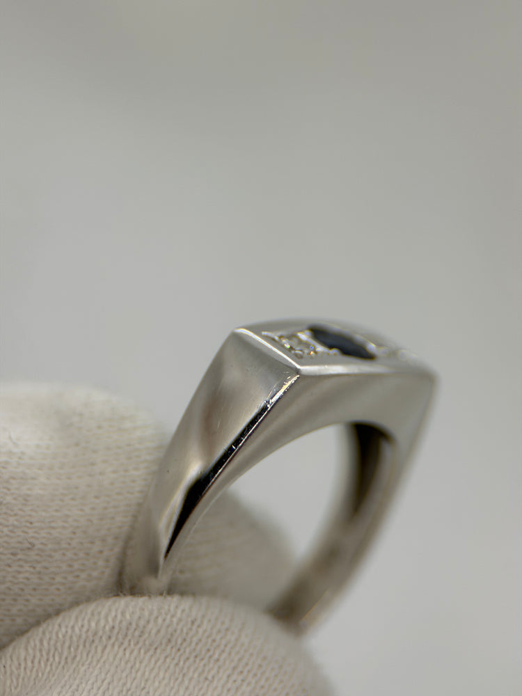 18K Safir och diamantring – Storlek 55.5