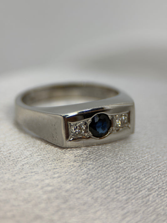 18K Safir och diamantring – Storlek 55.5