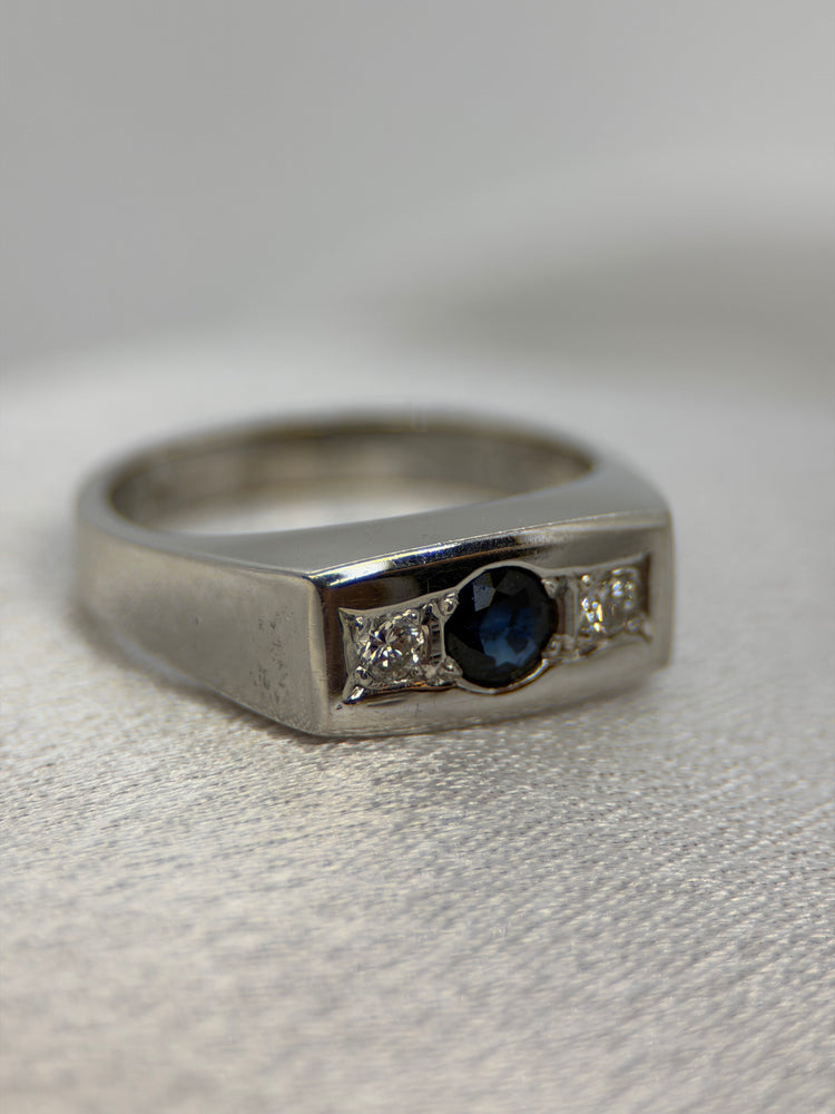 18K Safir och diamantring – Storlek 55.5