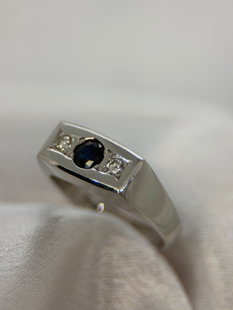 18K Safir och diamantring – Storlek 55.5