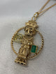 18K Gold Pendant with Emerald – Maya Figure, 8.6g