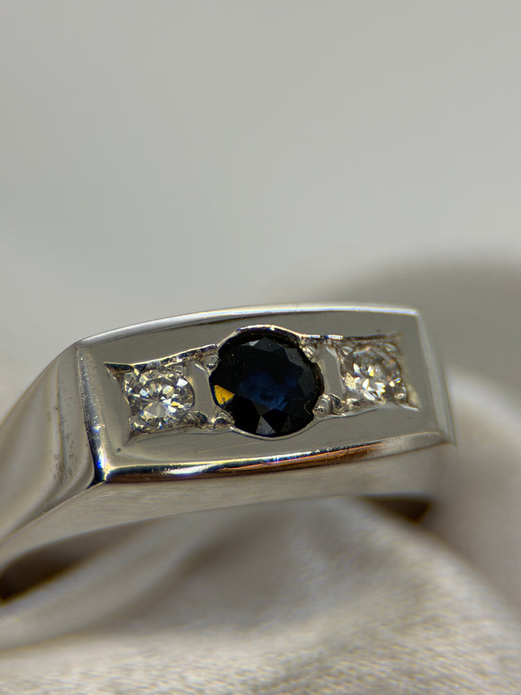 18K Safir och diamantring – Storlek 55.5