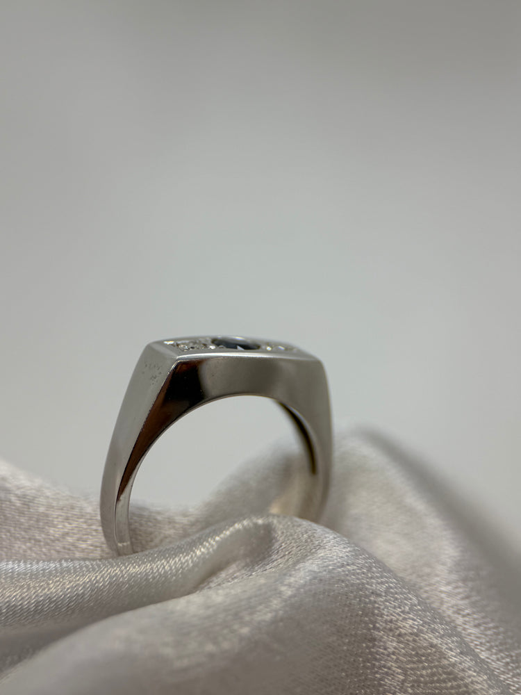 18K Safir och diamantring – Storlek 55.5
