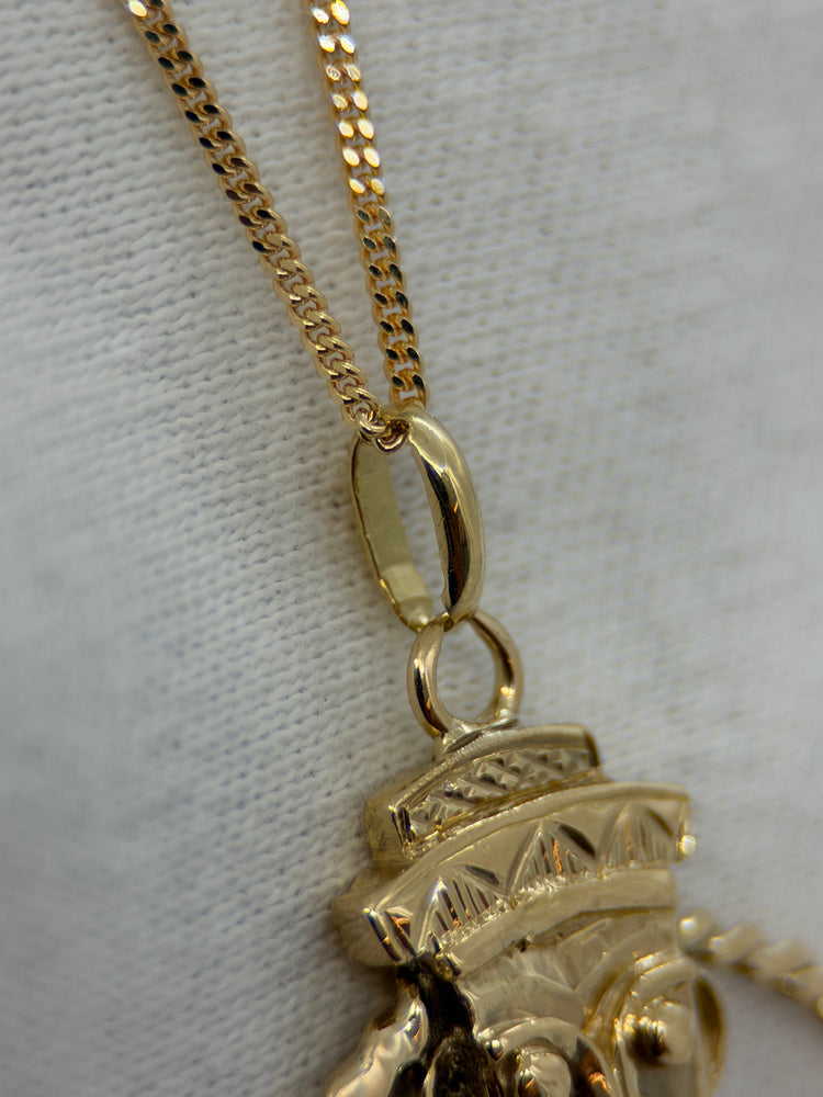 18K Gold Pendant with Emerald – Maya Figure, 8.6g