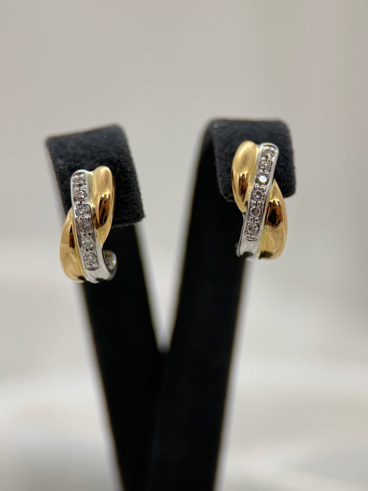18k Diamond Earrings with Scroll Design – 3.2g
