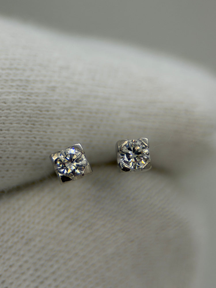 18K Diamantörhängen – Briljanter ca 0.10 ct styck, 18K vitguld