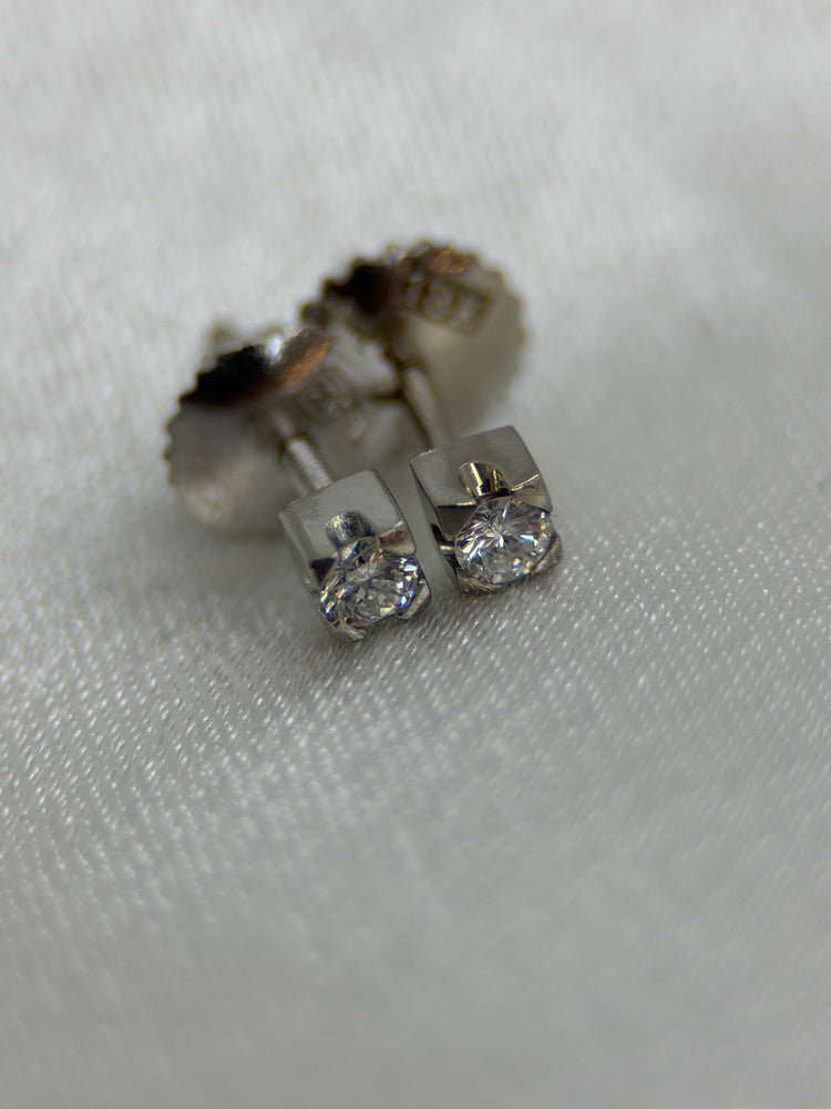 18K Diamantörhängen – Briljanter ca 0.10 ct styck, 18K vitguld