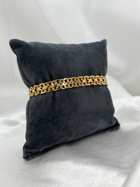 18K Gold Broad X-Link Bracelet – 24.8g, 19.5 cm