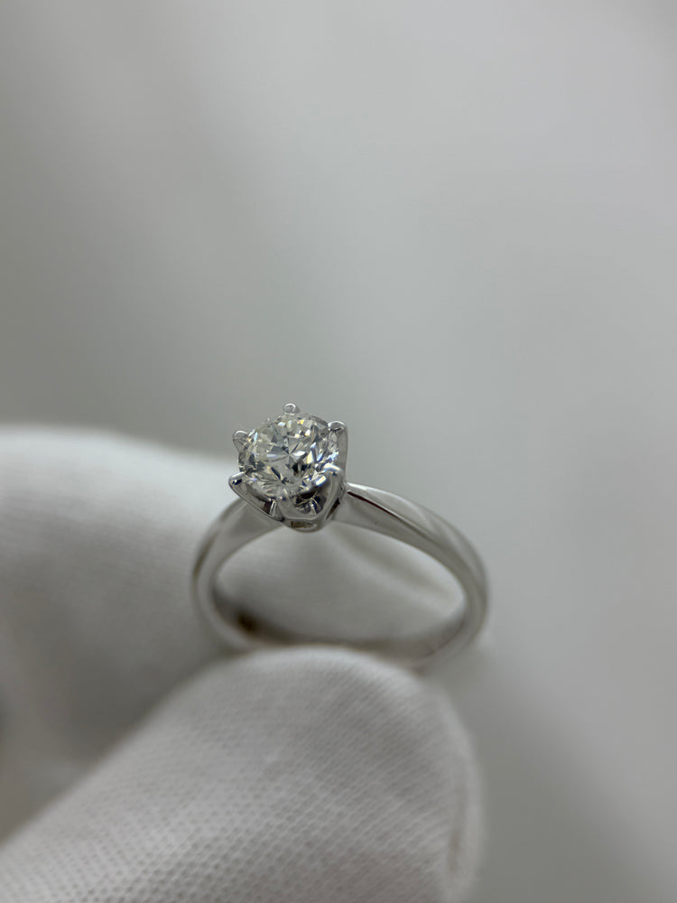 18K Solitär diamantring – 0.90 ct, Storlek 49