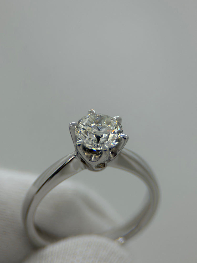 18K Solitär diamantring – 0.90 ct, Storlek 49