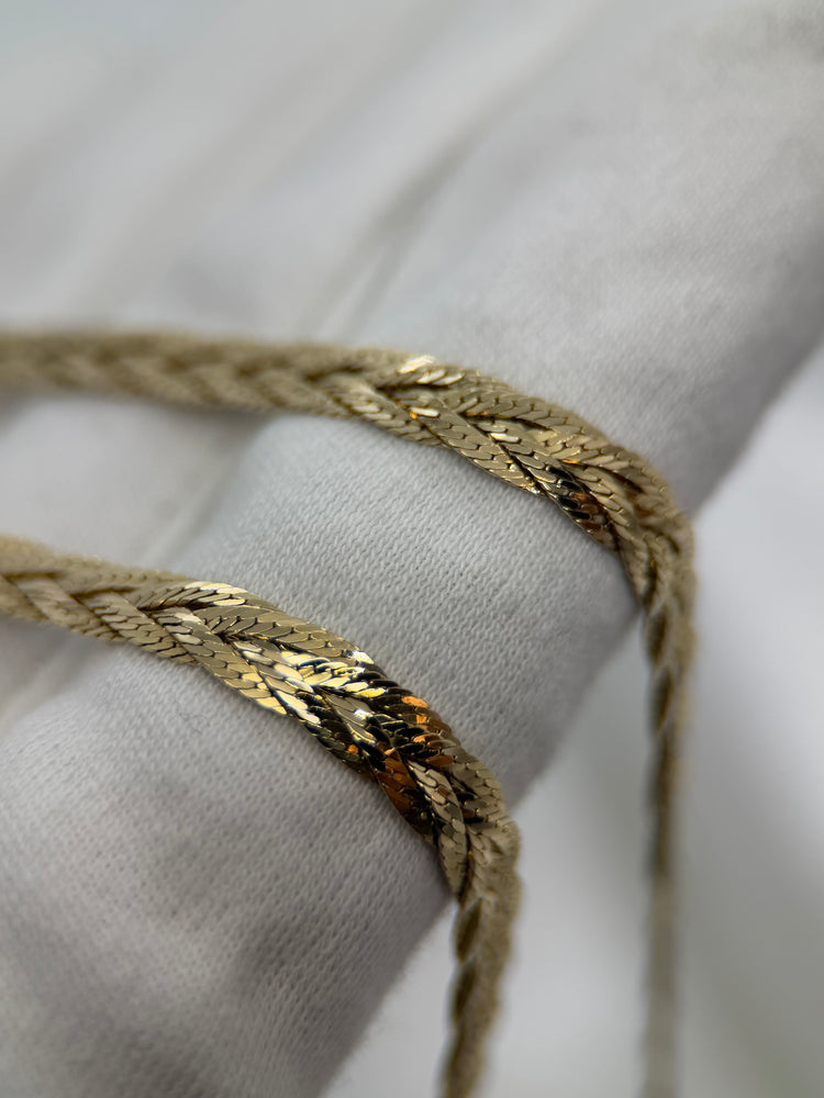 18K Flätad pansarlänk Guldhalsband – 16.8g, 43.5 cm