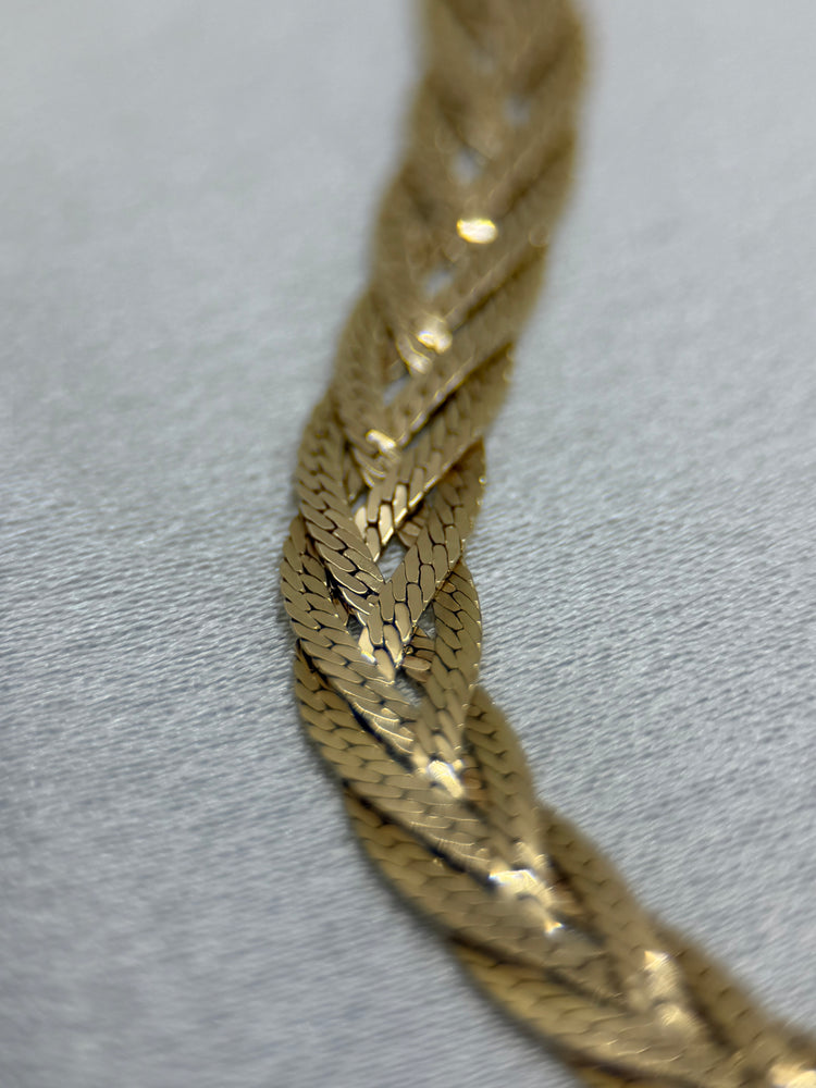 18K Flätad pansarlänk Guldhalsband – 16.8g, 43.5 cm