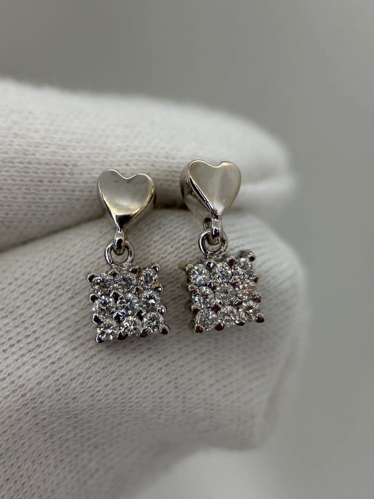 18K Diamantset – Hänge med halskedja & örhängen, 0.86 ct