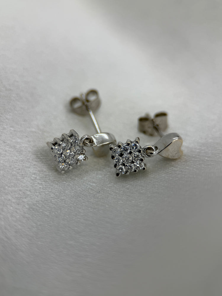 18K Diamantset – Hänge med halskedja & örhängen, 0.86 ct