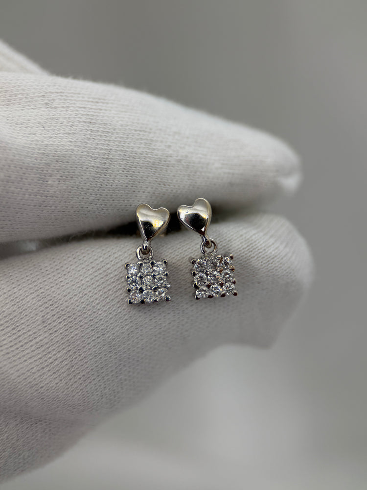 18K Diamantset – Hänge med halskedja & örhängen, 0.86 ct