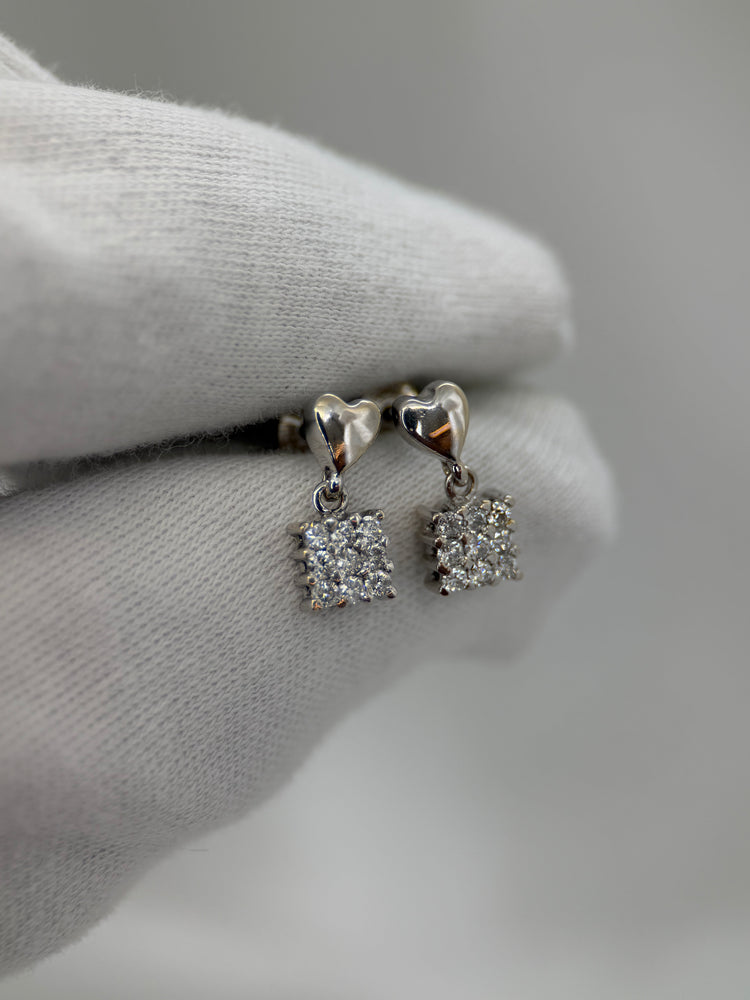 18K Diamantset – Hänge med halskedja & örhängen, 0.86 ct