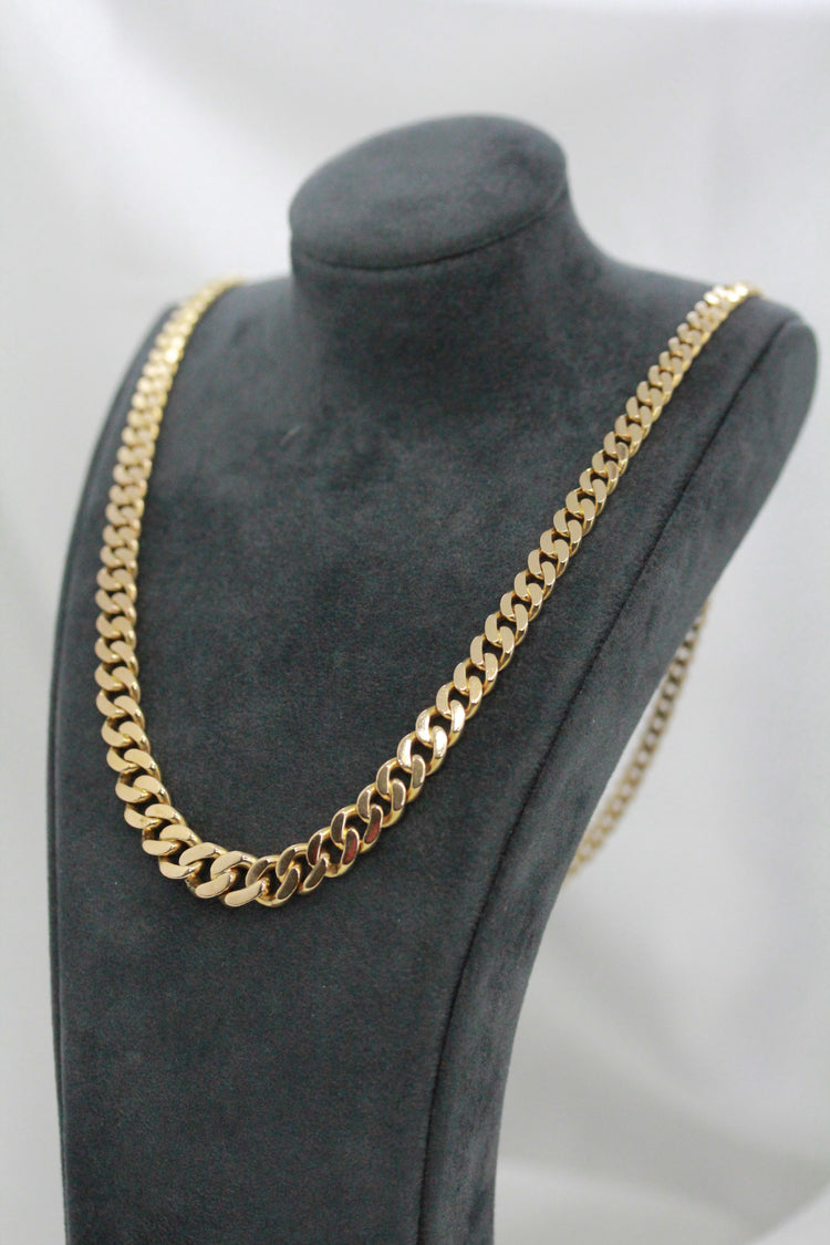 18K Graduated Flat Panzar Link Necklace – 33.4g, 48.2 cm