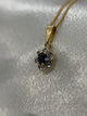 18K Safir- och diamanthänge – Klusterdesign, 1.5 cm