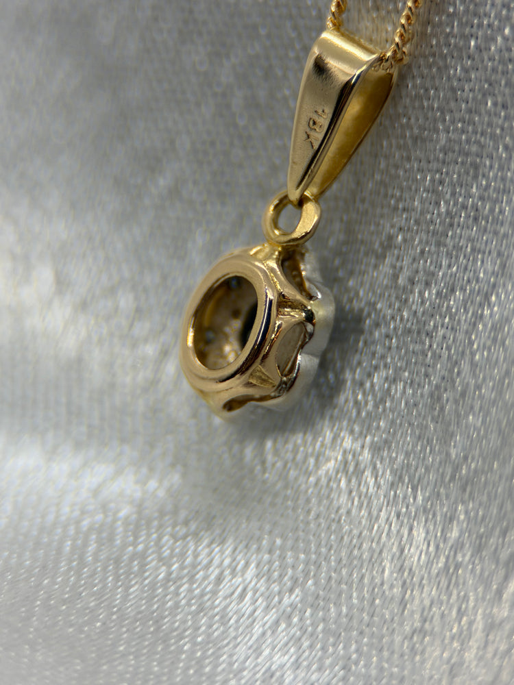 18K Safir- och diamanthänge – Klusterdesign, 1.5 cm