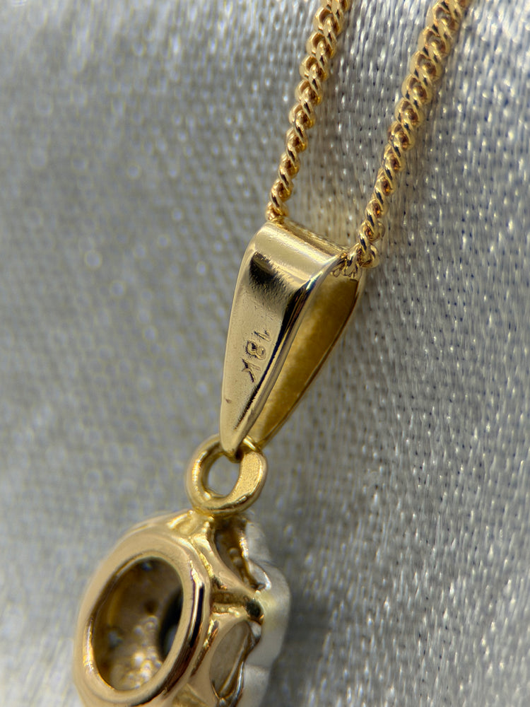 18K Safir- och diamanthänge – Klusterdesign, 1.5 cm