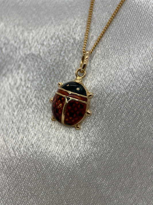 18K Gold and Enamel Pendant – Ladybug, 2.2 cm