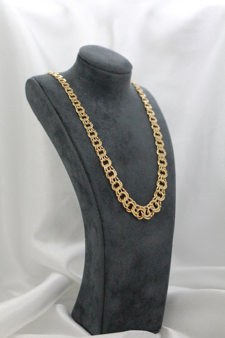 18K Bismarcklänk halsband i rödguld – 27.2g, 44.5 cm