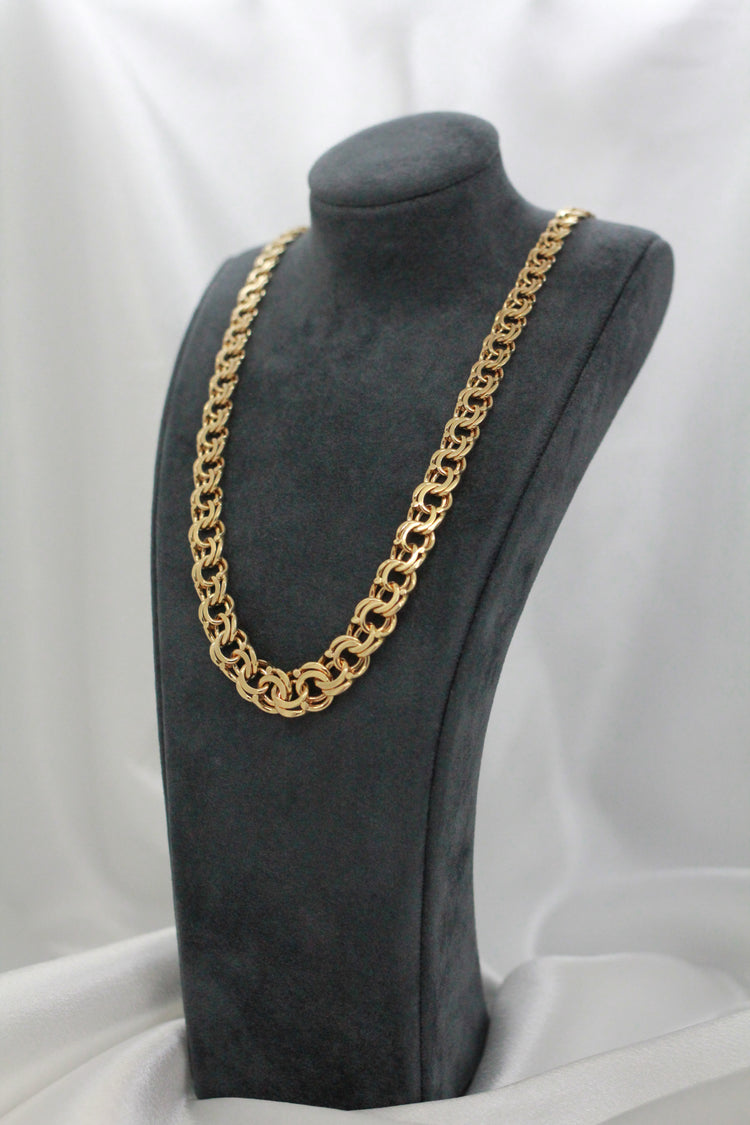 18K Bismarcklänk halsband i rödguld – 27.2g, 44.5 cm
